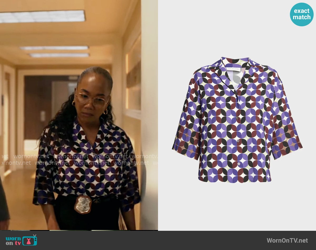 Dries van Noten Cala Printed Button-Front Shirt worn by Amanda Wagner (Sonja Sohn) on Will Trent