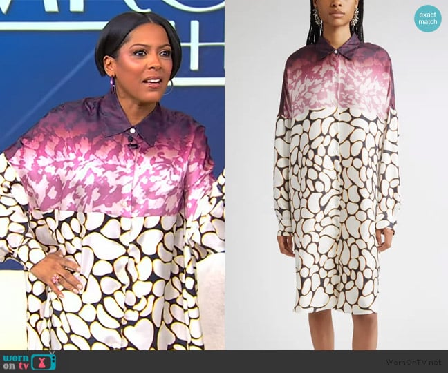 Tamron’s mixed print shirtdress on Tamron Hall Show