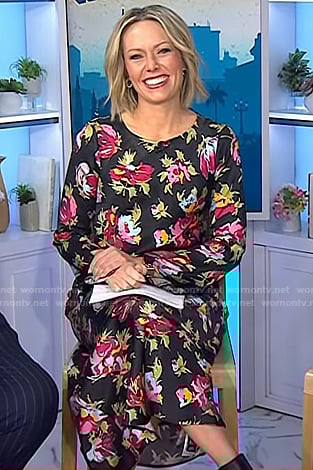 Dylan's black floral midi dress on Today
