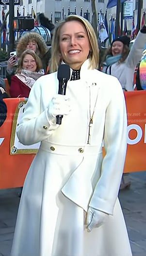 Dylan’s white ruffle coat on Today