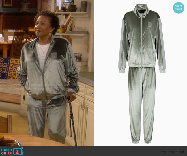 EA7 Athletic Velour technical-fabric tracksuit worn by Lucretia Turner (Wanda Sykes) on The Upshaws