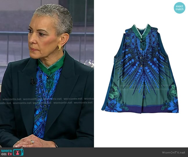 Elie Tahari Floral Silk Sleeveless Top worn by Dr. Sharon Malone on Today