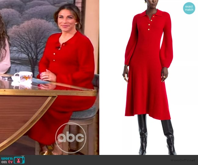 Alyssa’s red knit sweater dress on The View