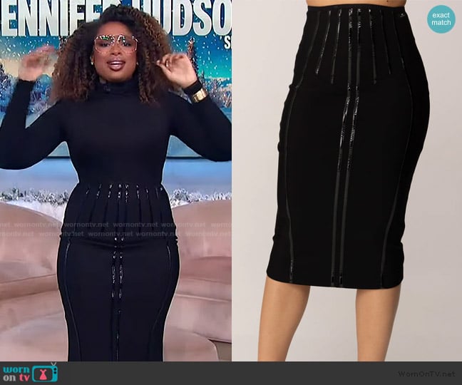 Jennifer’s black sequin stripe skirt on The Jennifer Hudson Show
