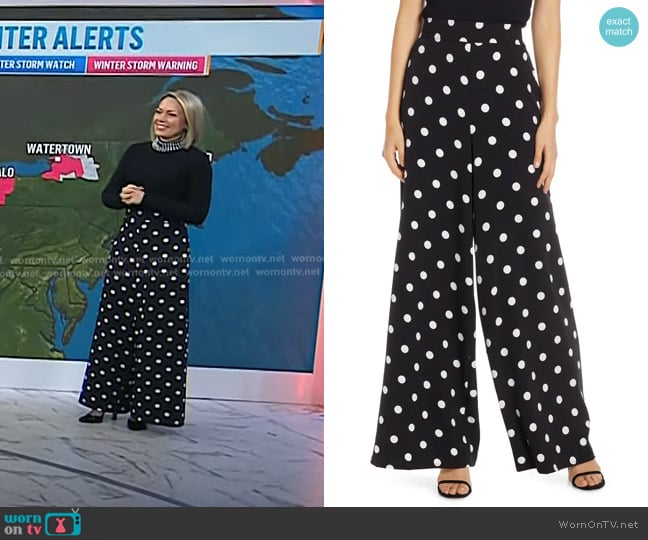 Eliza J Polka Dot Wide Leg Crepe Pants worn by Dylan Dreyer on Today