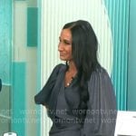 Elizabeth Werner’s grey pleated wrap dress on CBS Mornings