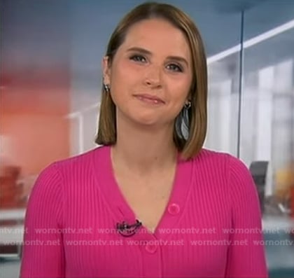 Elizabeth's pink ribbed cardigan on Good Morning America
