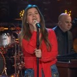 Kelly’s floral embroidered jeans on The Kelly Clarkson Show