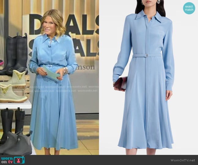 Tory’s light blue belted shirtdress on GMA