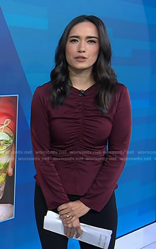 Emilie's burgundy ruched top on Today