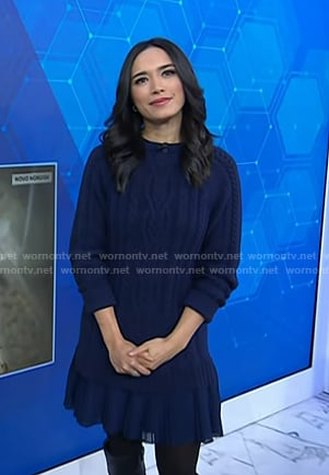Emilie's navy cable knit sweater dress on Today