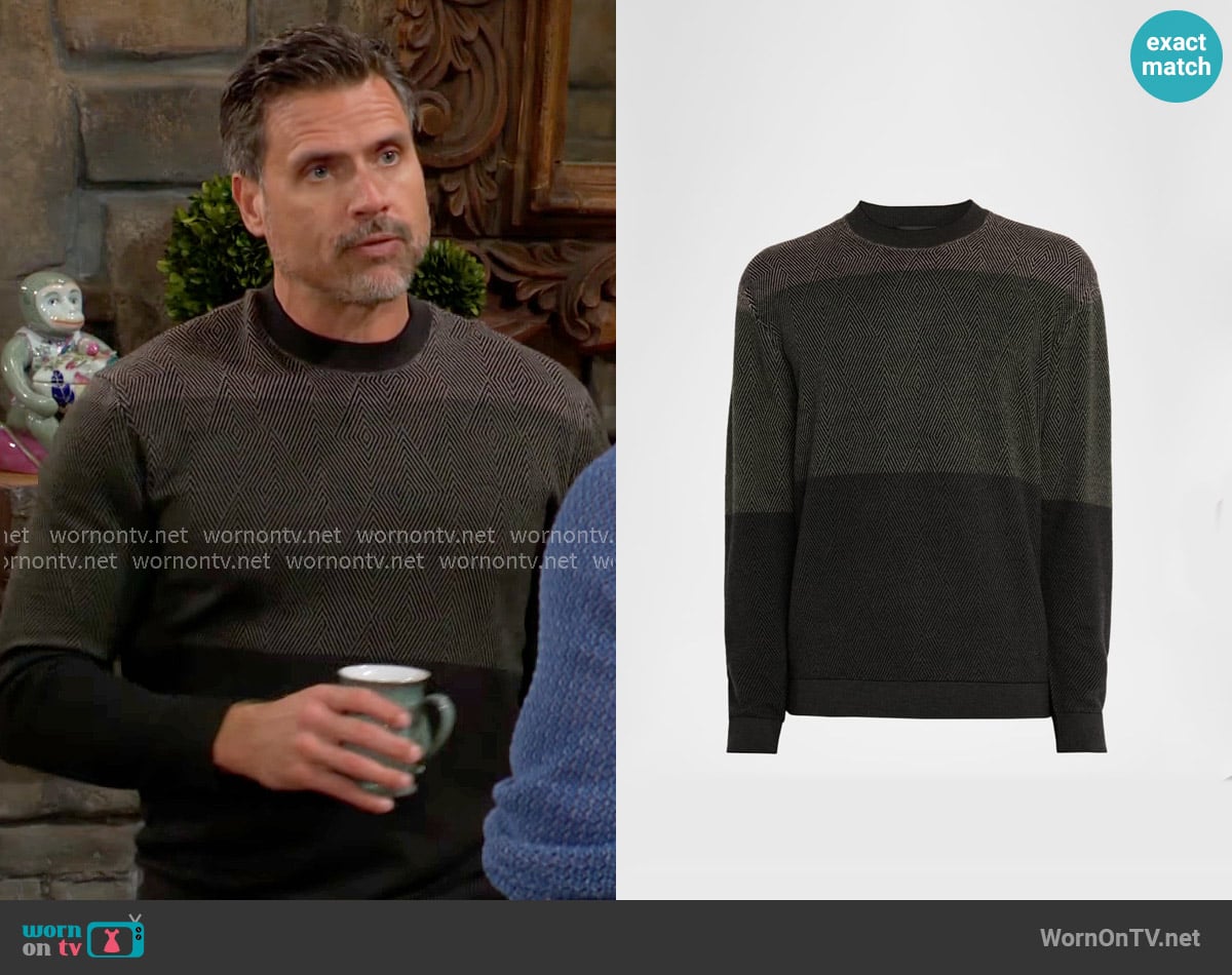 Nick’s grey colorblock sweater on The Young and the Restless