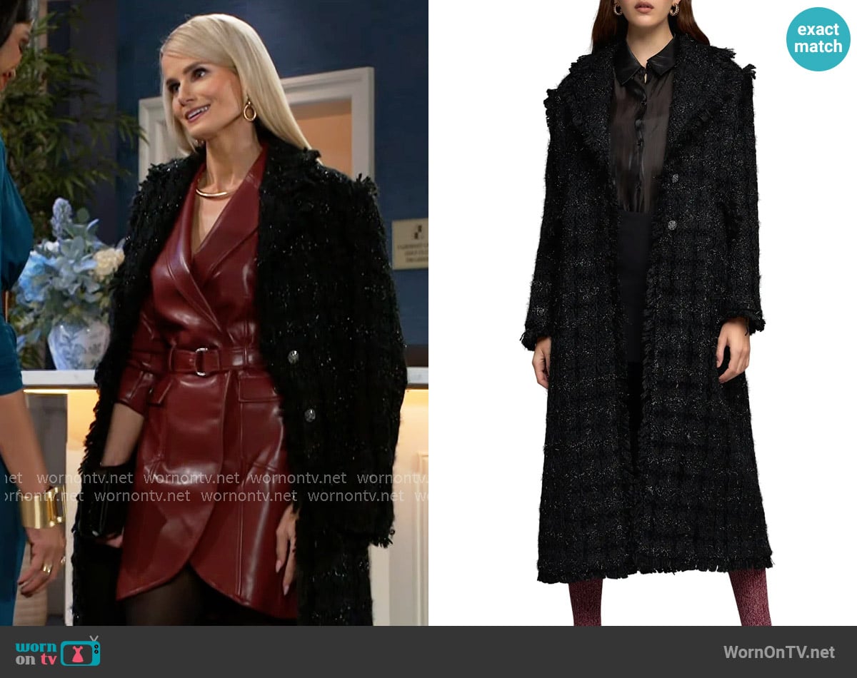 Endless Rose Premium Metallic Long Tweed Coat worn by Vanessa McBride (Lauren Buglioli) on Beyond the Gates