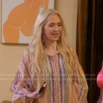 Erika’s zig zag print oversized shirt and pants on The Real Housewives of Beverly Hills
