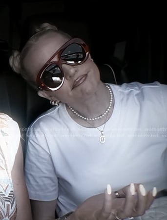 Erika’s red ropund aviator sunglasses on The Real Housewives of Beverly Hills