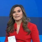 Erin McLaughlin’s red v-neck peplum top on Today