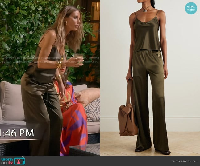 Éterne Mila Silk-blend Satin Camisole and Pants worn by Dorit Kemsley on The Real Housewives of Beverly Hills