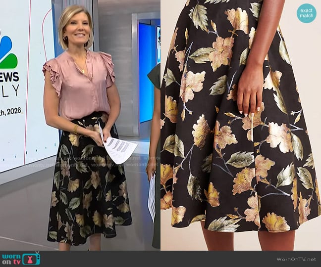 Eva Franco  Metallic Midi Skirt worn by Kate Snow on NBC News Daily
