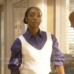 Faith’s blue striped shirt and white knit tank on Will Trent