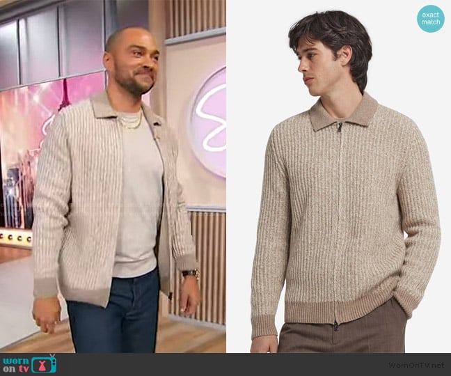 Falconeri Ultrasoft Undyed Cashmere zip-up cardigan worn by Jesse Williams on Sherri