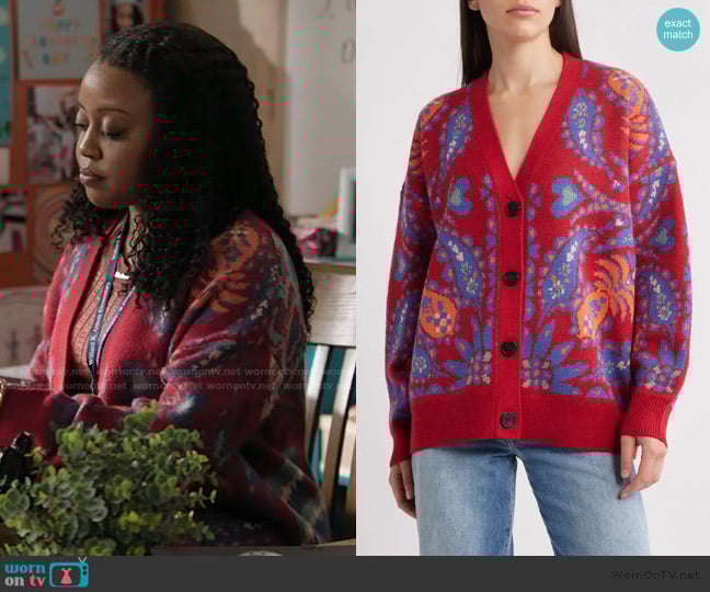 FARM Rio Luang Paisley Cardigan worn by Janine Teagues (Quinta Brunson) on Abbott Elementary