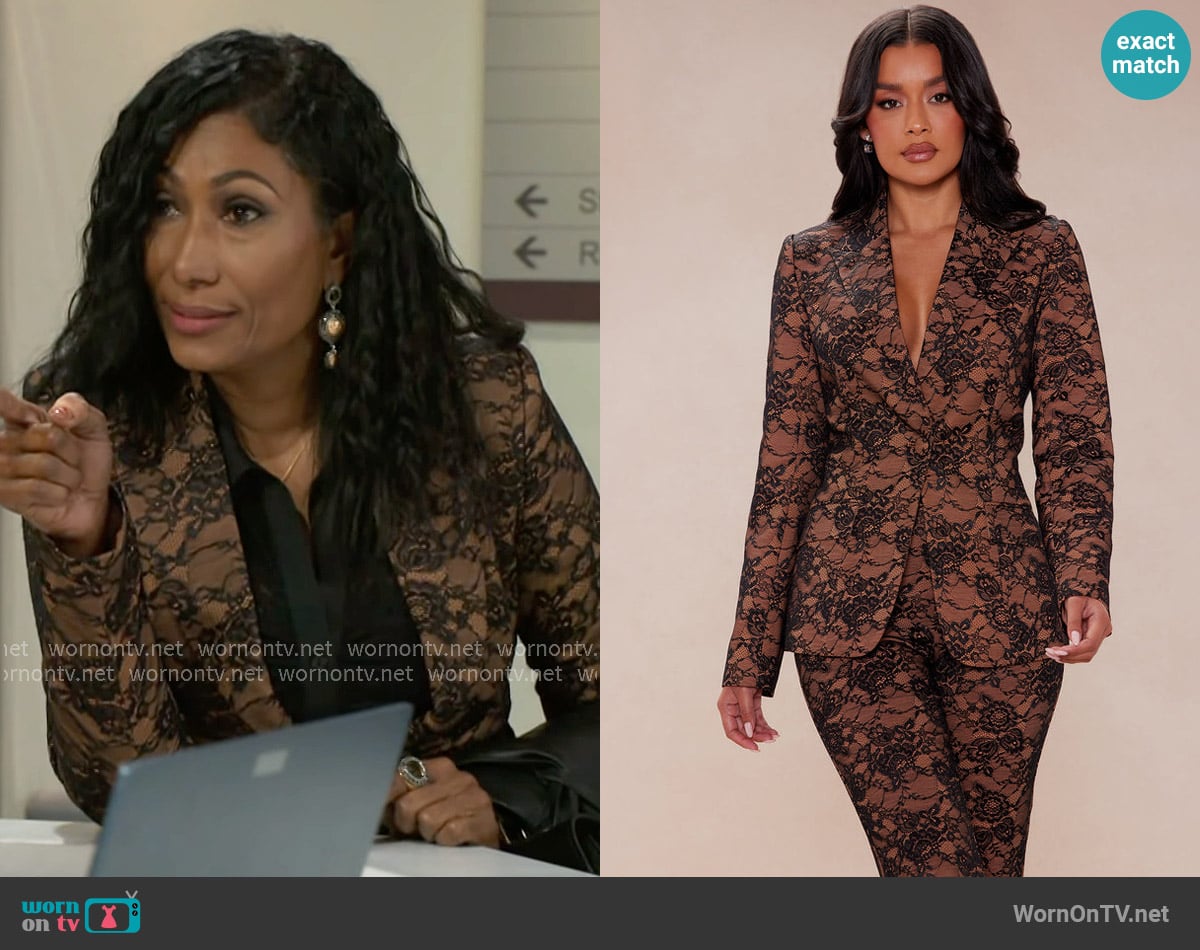Fashion Nova Always On Time Lace Suit Set worn by Dana 'Leslie' Thomas (Trisha Mann-Grant) on Beyond the Gates