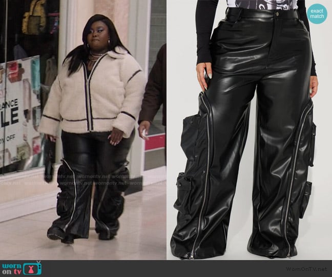 Fashion Nova Barely Holdin On Leather Pants worn by Krystal (Raven Goodwin) on Abbott Elementary