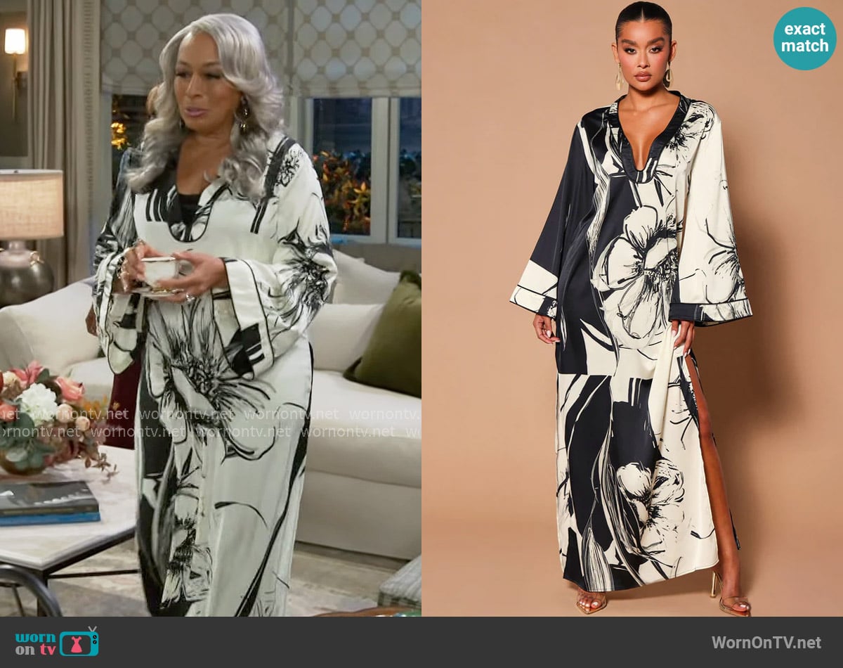 Fashion Nova Larisa Kaftan Maxi Dress worn by Anita Dupree (Tamara Tunie) on Beyond the Gates