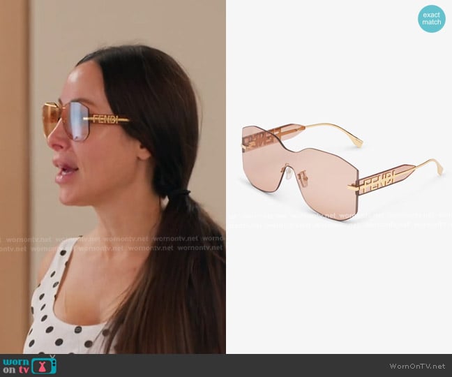 Fendi Fendigraphy Oversized Rimless Acetate Sunglasses worn by Angie Katsanevas on The Real Housewives of Salt Lake City