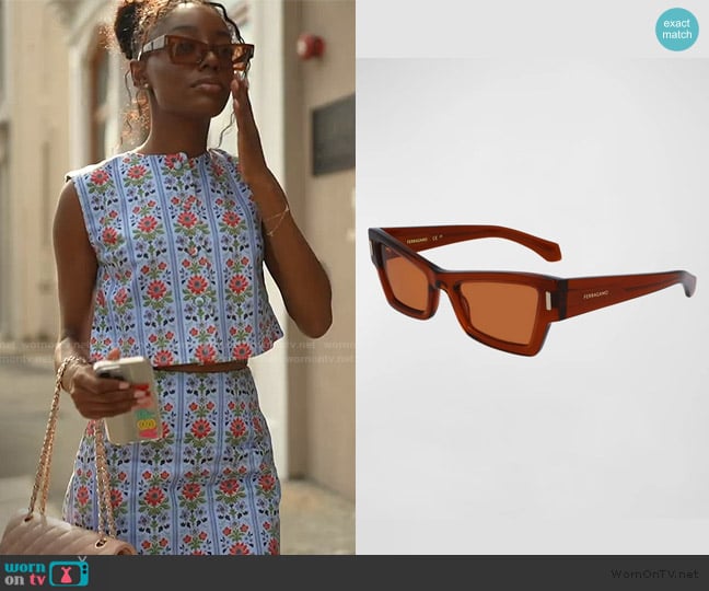 Ferragamo Rivets Acetate Cat-Eye Sunglasses worn by Venita Aspen on Southern Charm