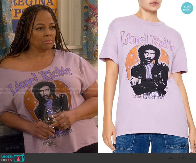 Forever 21 Lionel Richie Graphic Tee worn by Regina Upshaw (Kim Fields) on The Upshaws