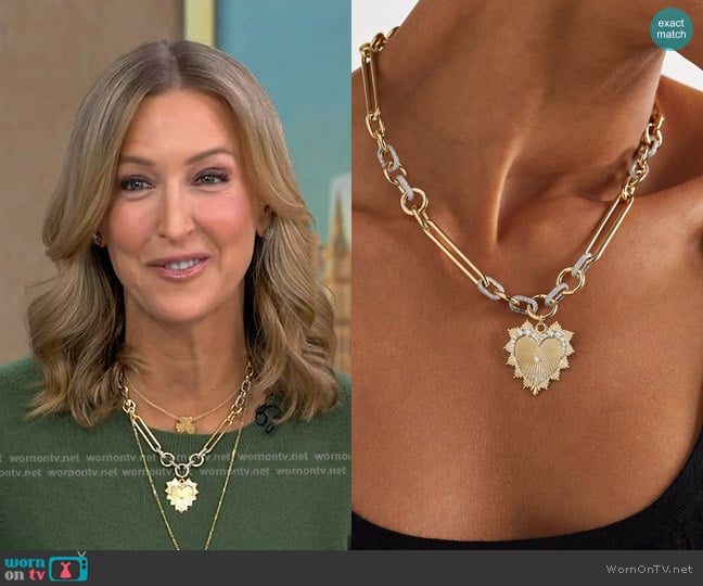 Lara’s heart chain necklace on GMA Lara’s heart chain necklace on GMA