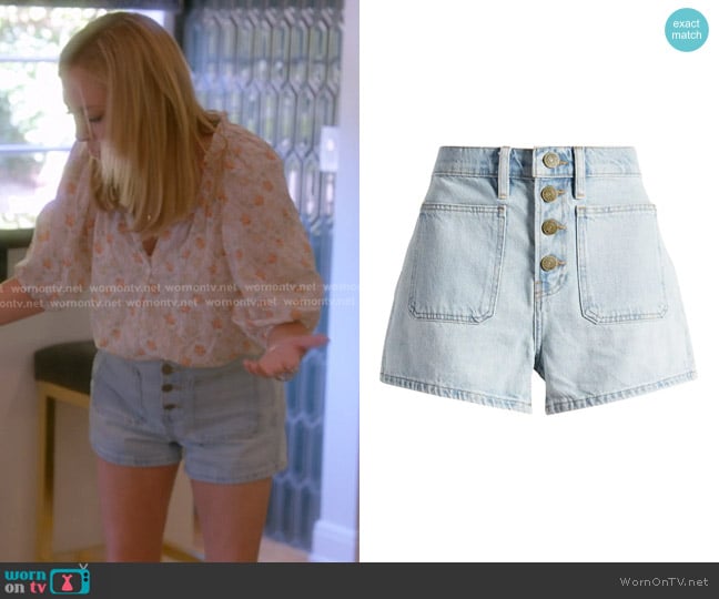 Frame Bardot Denim Shorts worn by Sutton Stracke on The Real Housewives of Beverly Hills