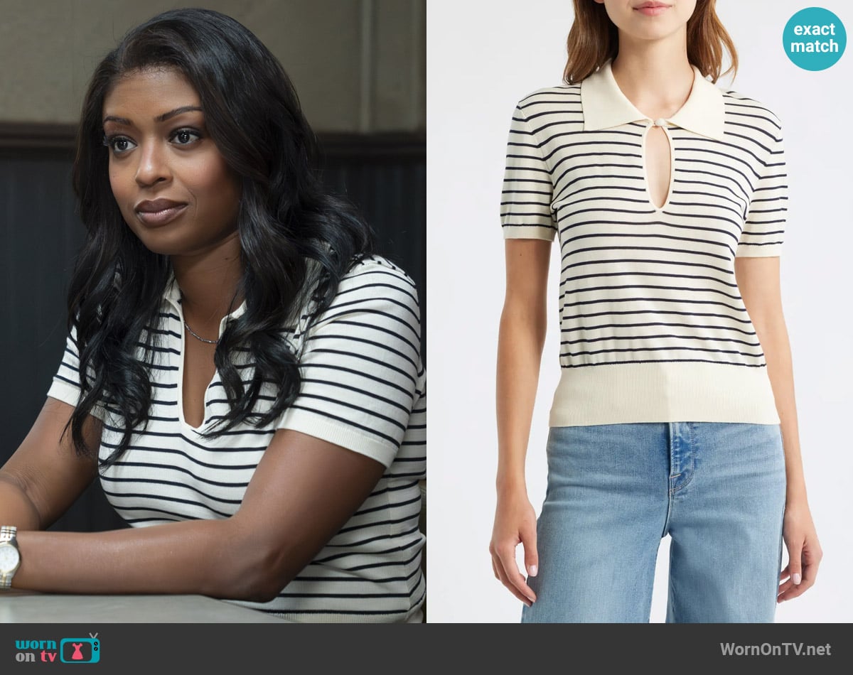 Frame The Keyhole Stripe Polo worn by Daphne (Javicia Leslie) on High Potential
