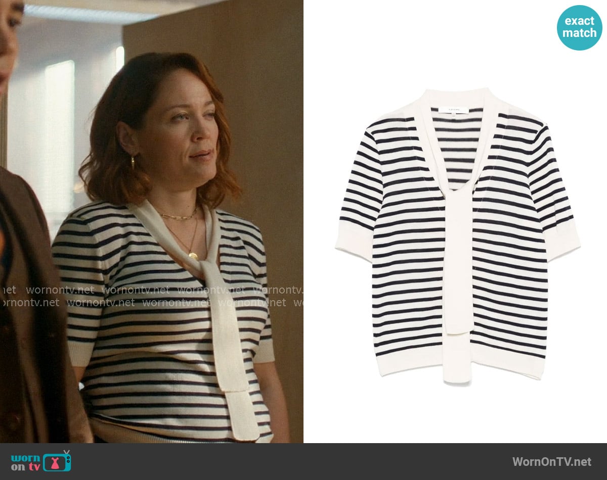 Frame The Sailor Tie Cardi worn by Angie Polaski (Erika Christensen) on Will Trent