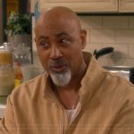 Frank’s khaki pinstripe jacket and pants on The Upshaws