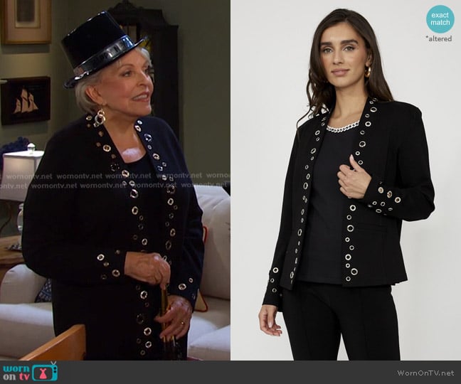 Frank Lyman Knit Jacket with Silver Grommet Detail worn by Julie Olson Williams (Susan Seaforth Hayes) on Days of our Lives
