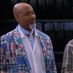 Frank’s blue mixed plaid blazer on The Upshaws