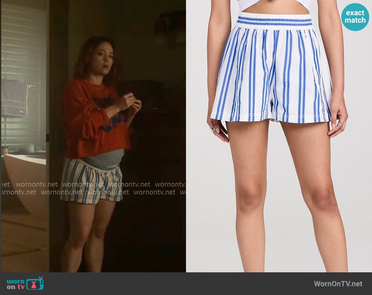 Free People Get Free Striped Pull On Shorts in Ivory Combo worn by Angie Polaski (Erika Christensen) on Will Trent