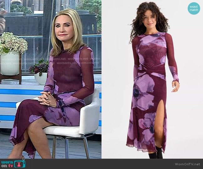 Free People Gianni Maxi Dress in Violet Siren Combo worn by Andrea Canning on Today