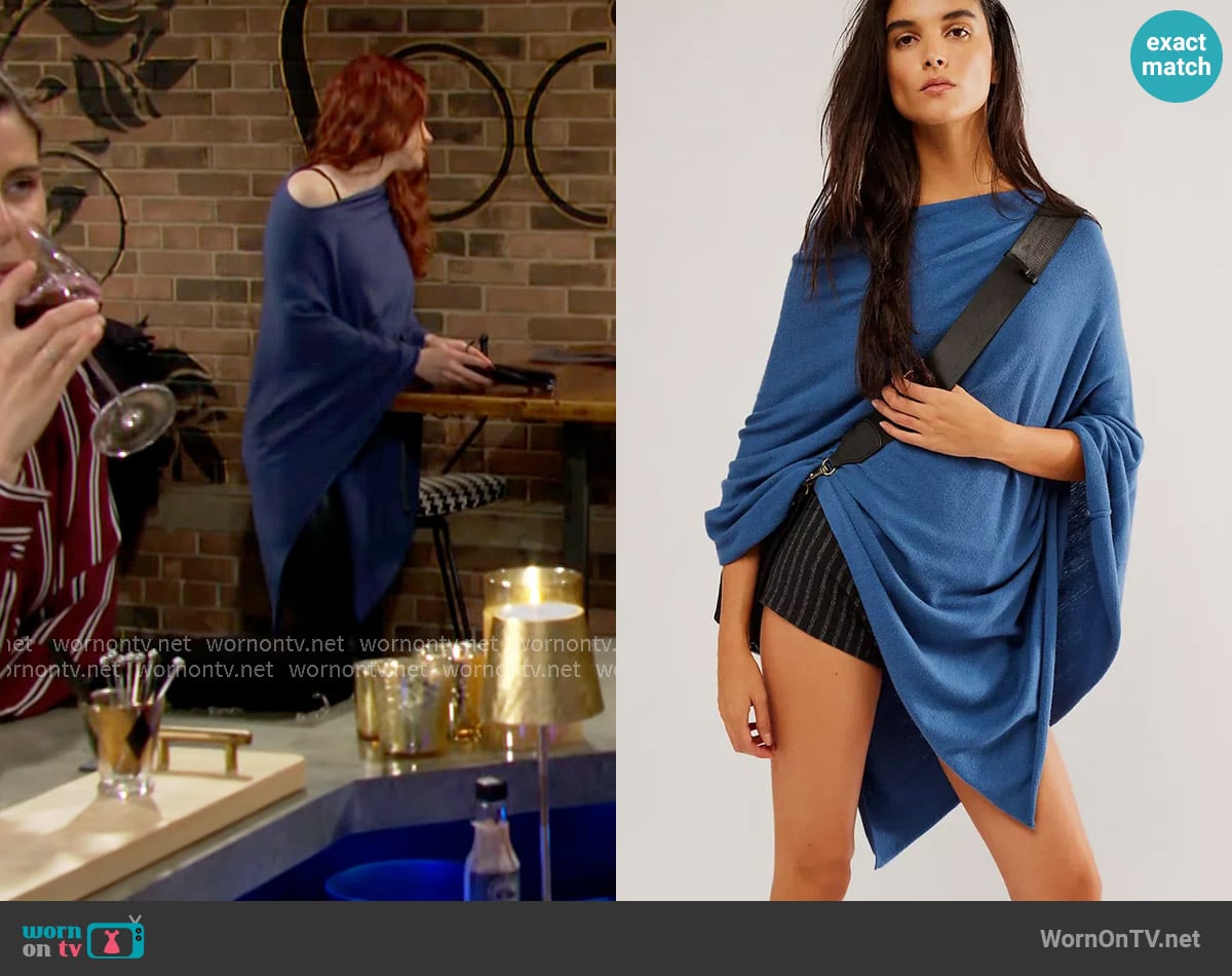 Free People Simply Triangle Poncho worn by Sally Spectra (Courtney Hope) on The Young and the Restless