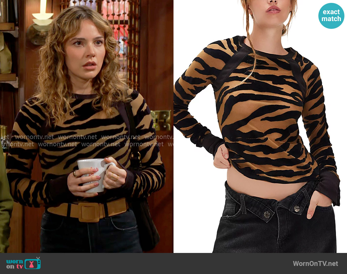 Free People So Lush Layering Top in Walnut Combo worn by Tessa Porter (Cait Fairbanks) on The Young and the Restless