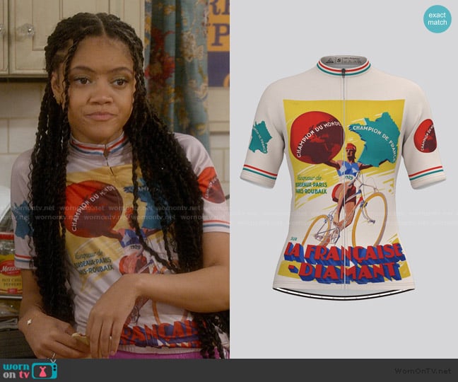 Freestyle Clothing Retro La Francaise Diamant Cycling Jersey worn by Aaliyah Upshaw (Khali Spraggins) on The Upshaws