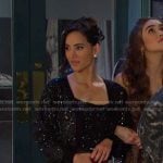Gabi's black embellished dress and cardigan on Days of our Lives