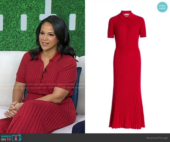 Gabriela Hearst Amor Knit Midi Dress in Scarlet Red Cashmere Silk worn by Laura Jarrett on Today