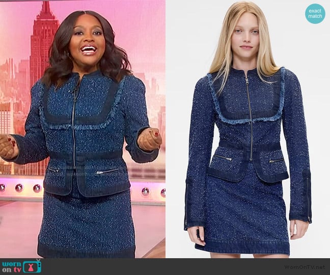 GapStudio Denim Tweed Fringe Jacket worn by Sherri Shepherd on Sherri