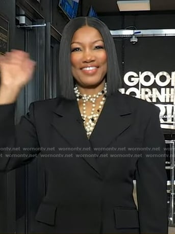 Garcelle Beauvais’s black asymmetric blazer dress on Good Morning America