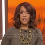 Gayle King’s brown boatneck midi dress on CBS Mornings