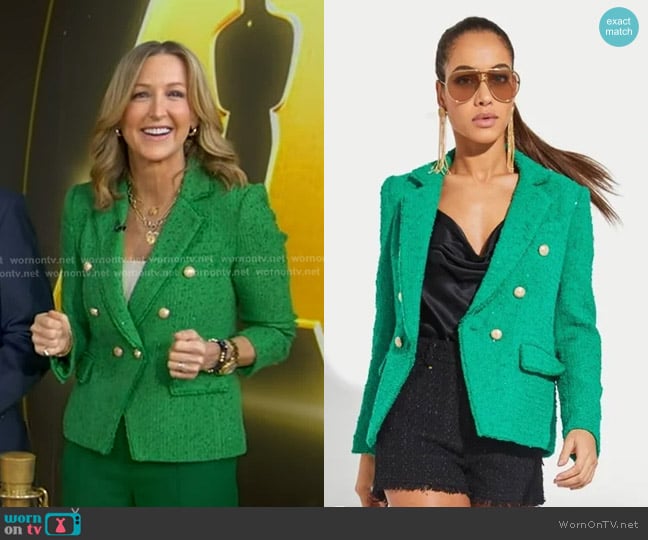 Generation Love Eliza Tweed Double-Breasted Blazer worn by Lara Spencer on Good Morning America