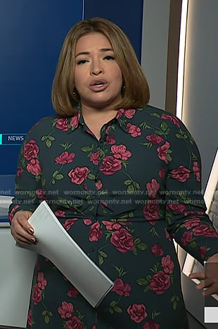 Gilma Avalos's green floral print shirtdress on NBC News Daily